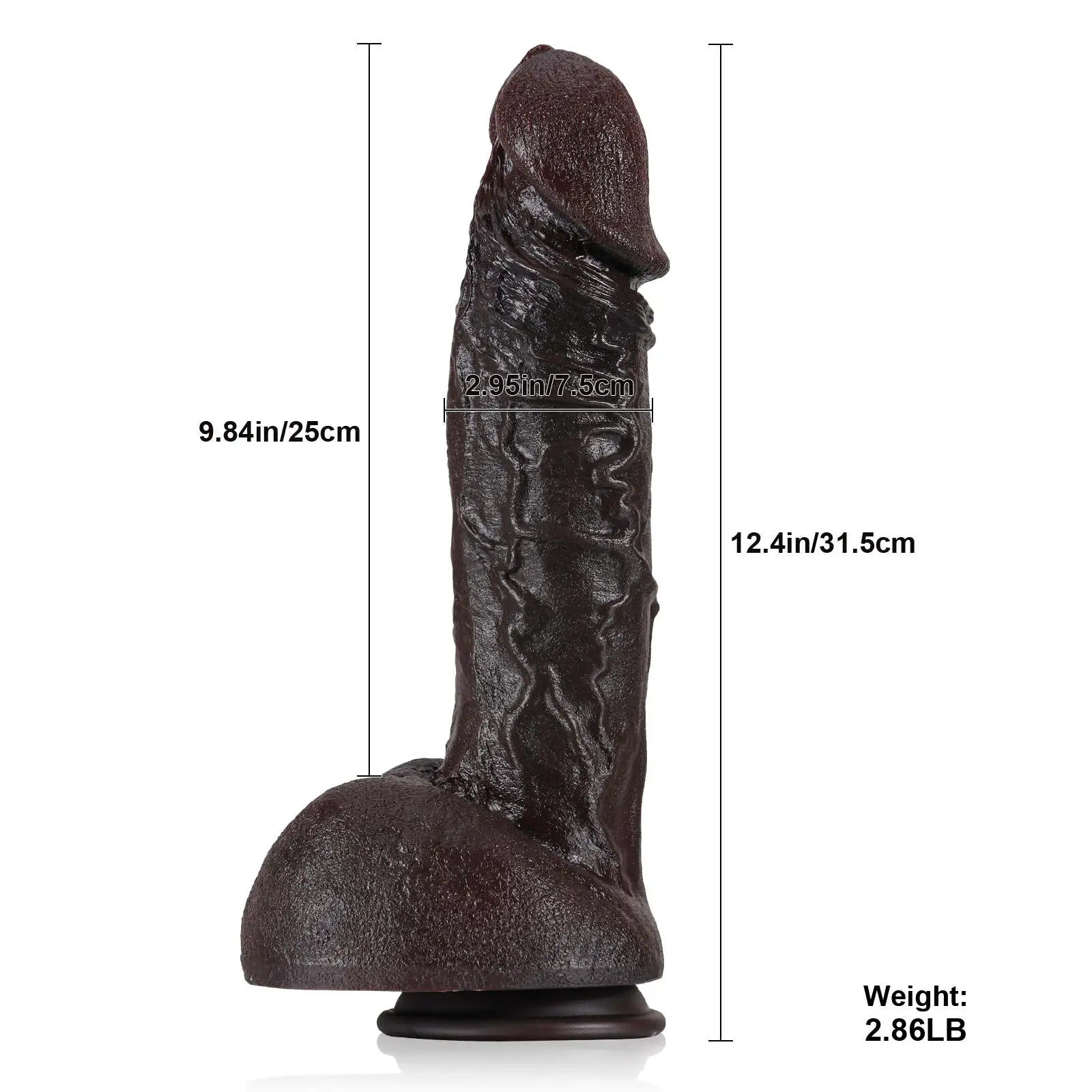 12.4" Giant Realistic Black Dildo with Flexible Keel
