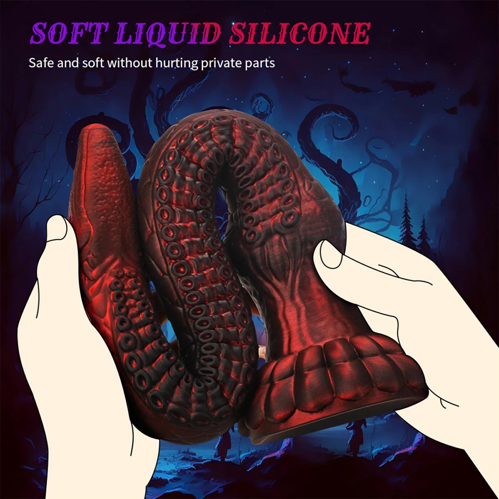 16.4 Inch Soft Silicone Tentacle Dildo Monster Claw Base Fantasy Scales