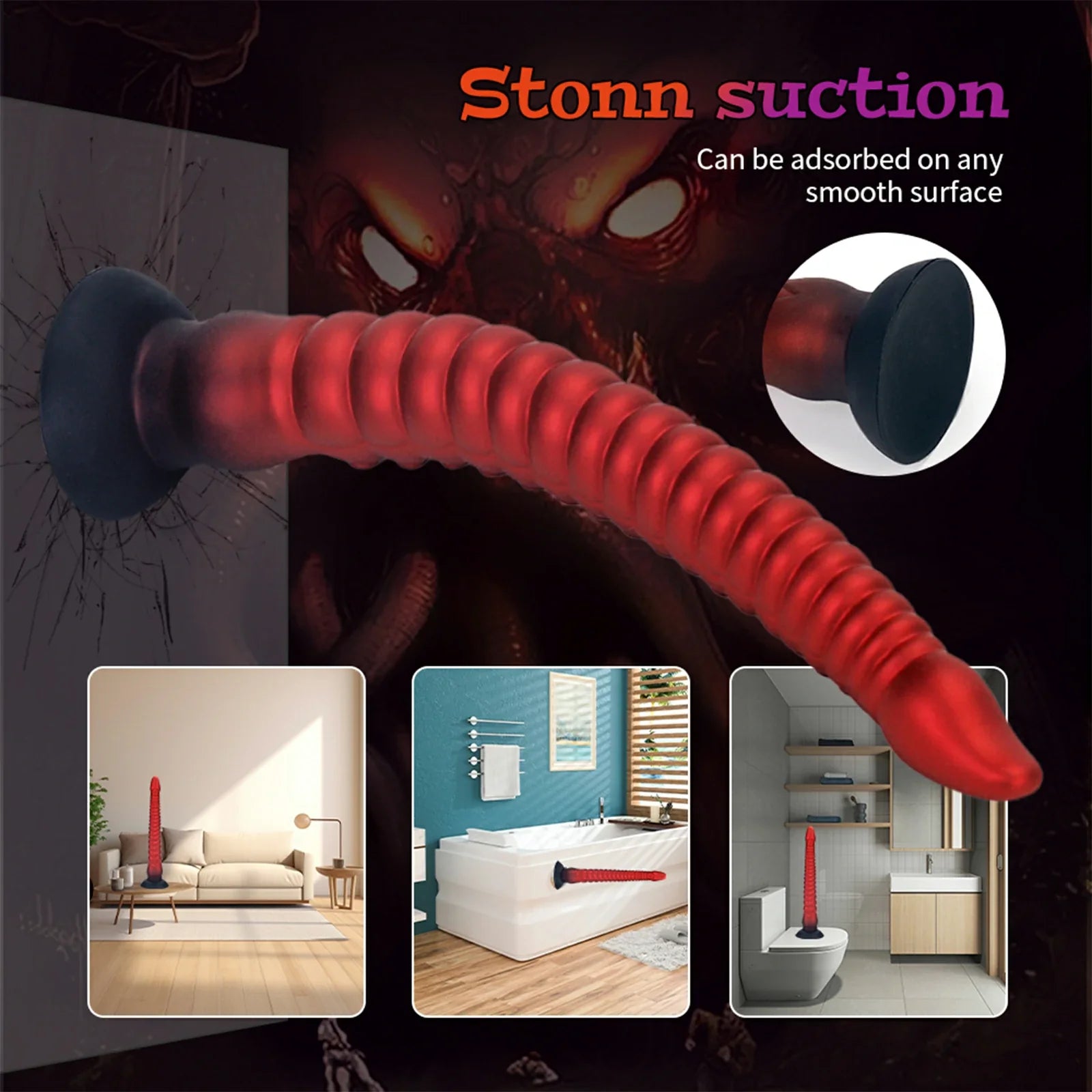 16.8 Inch Tentacle Dildo Ringed Texture Suction Base Fantasy Play