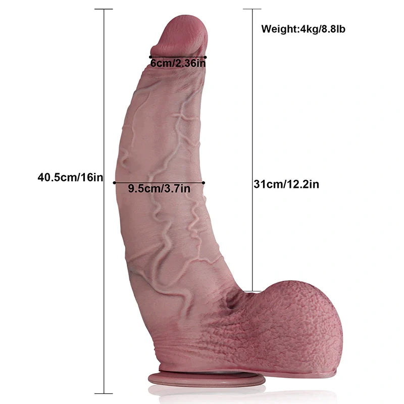 16" Ultra Huge Curved Suction Cup Dildo