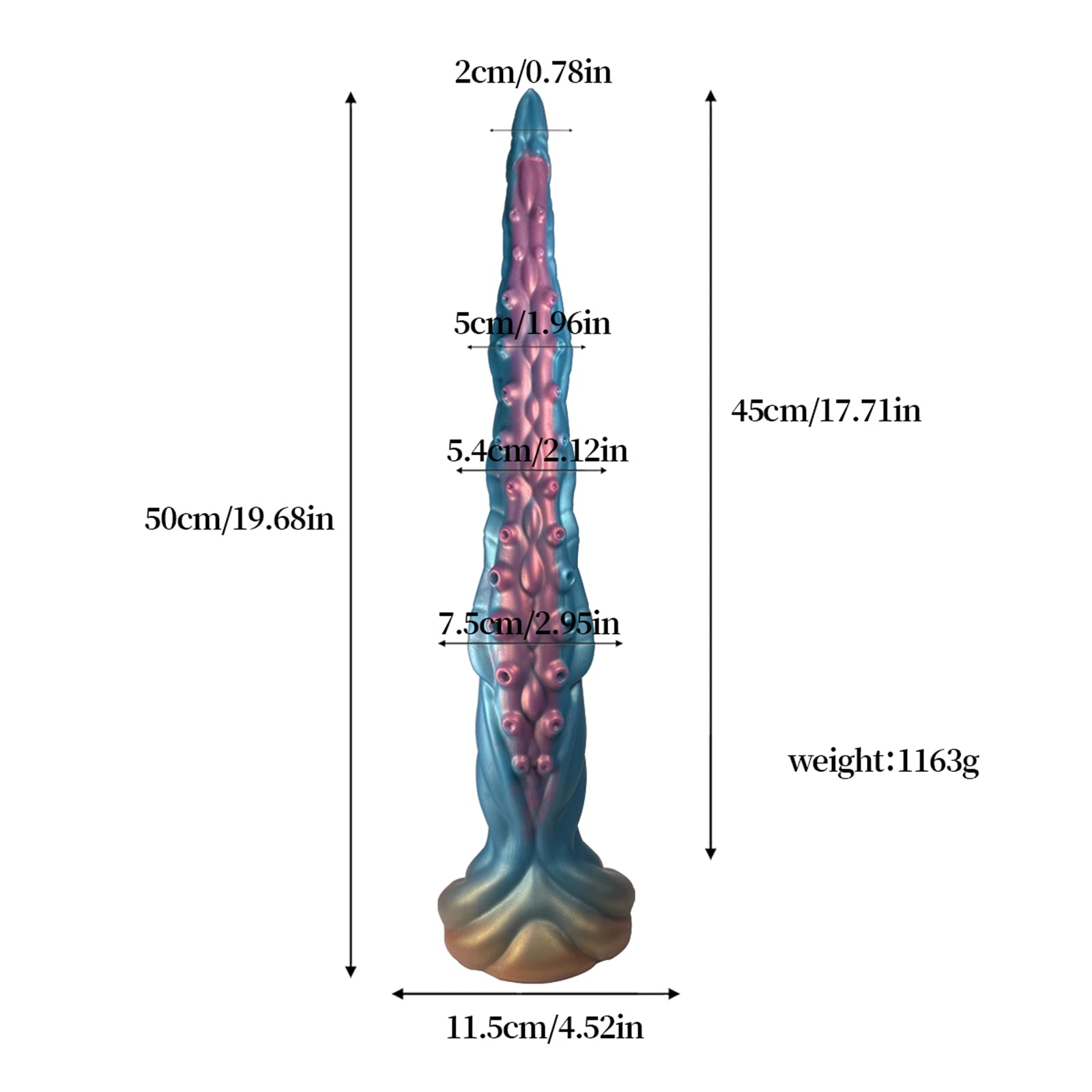 19.6 Curved Fantasy Tentacle Dildo S-shaped Curve with Strong Suction Cup