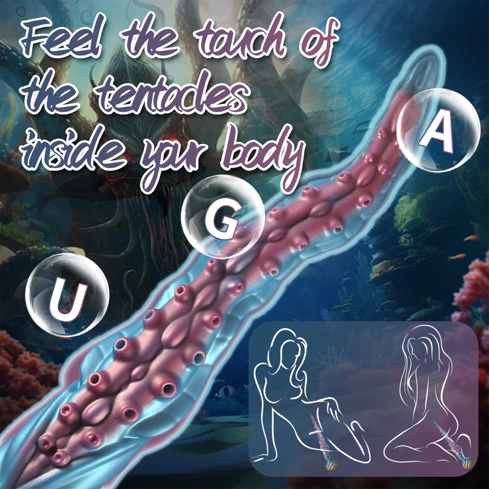 19.6 Curved Fantasy Tentacle Dildo S-shaped Curve with Strong Suction Cup