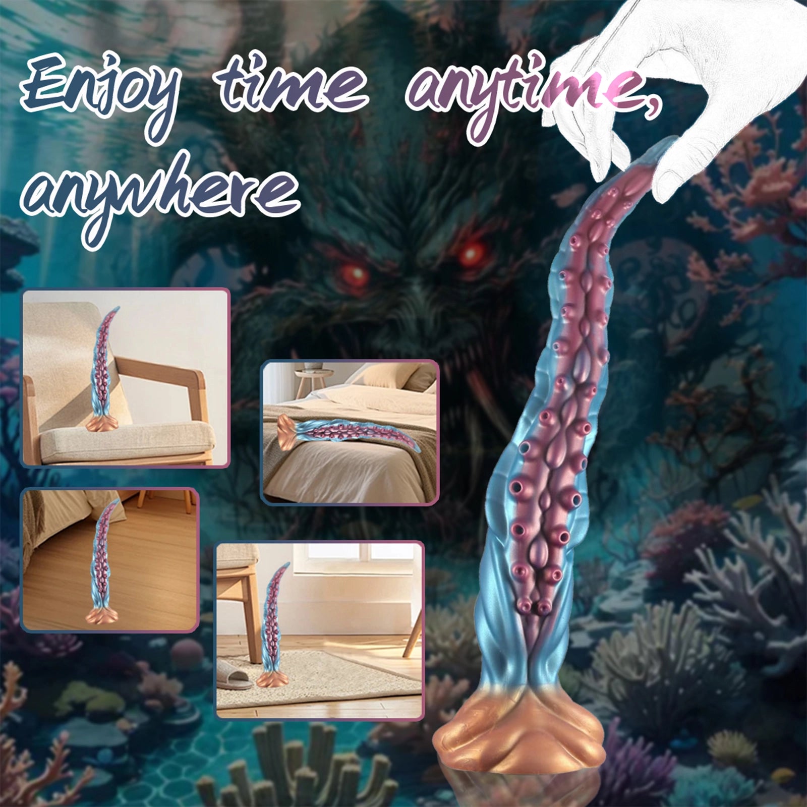 19.6 Curved Fantasy Tentacle Dildo S-shaped Curve with Strong Suction Cup