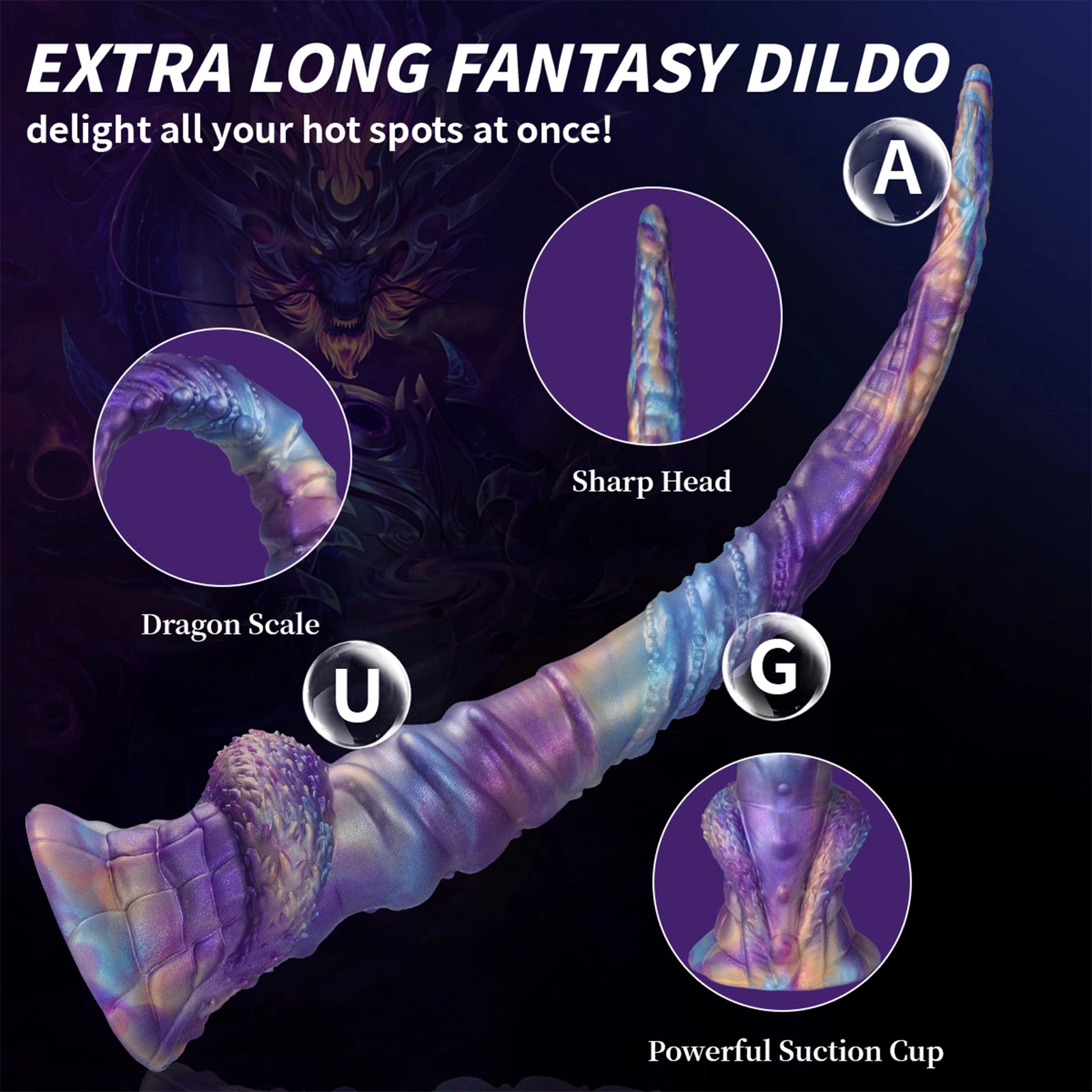 17.5 Fantasy Tentacle Dildo with Ocean Swirl Texture Suction Cup