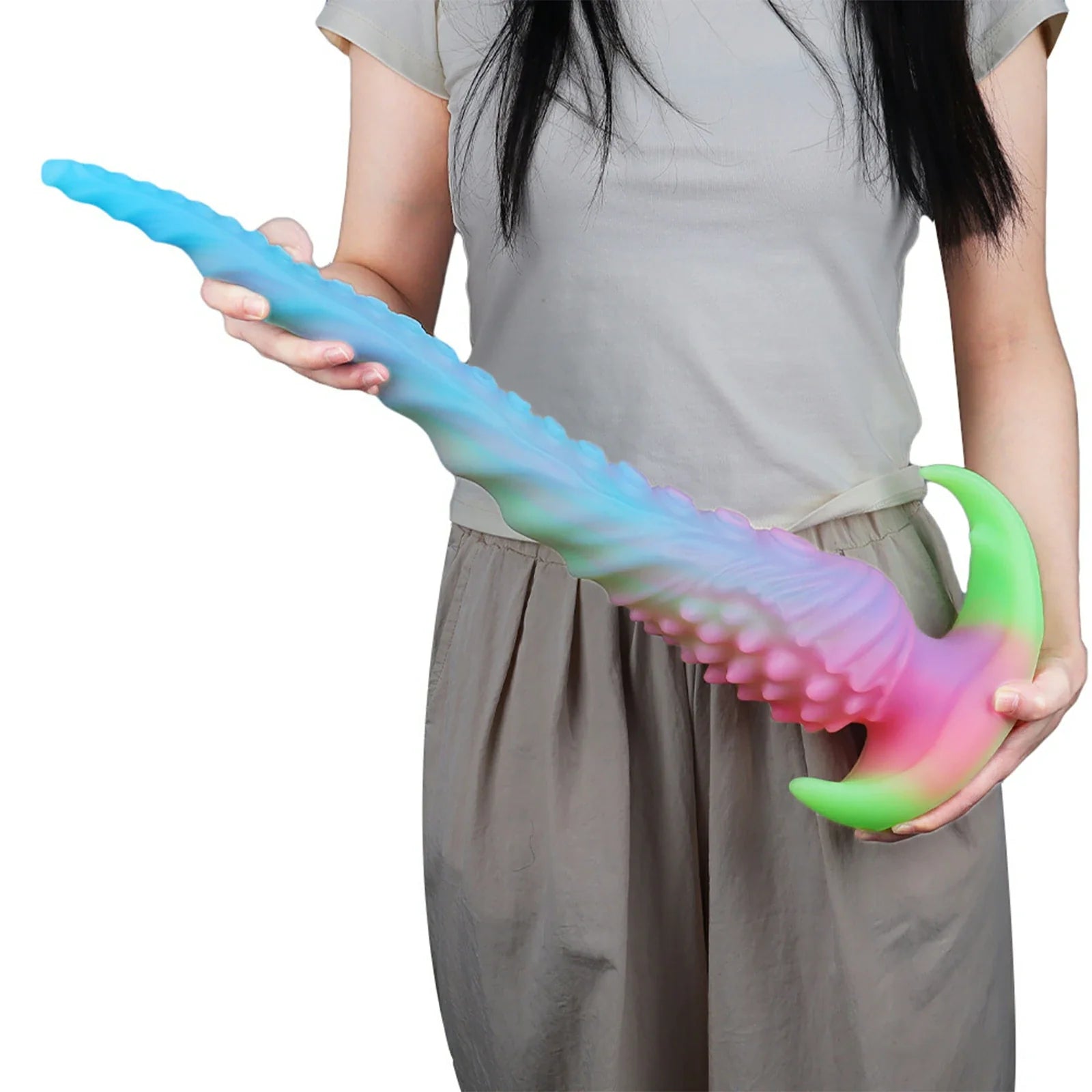 17.5 Inch Fantasy Tentacle Dildo Glow in the Dark Spiked Texture Anal Vaginal Play