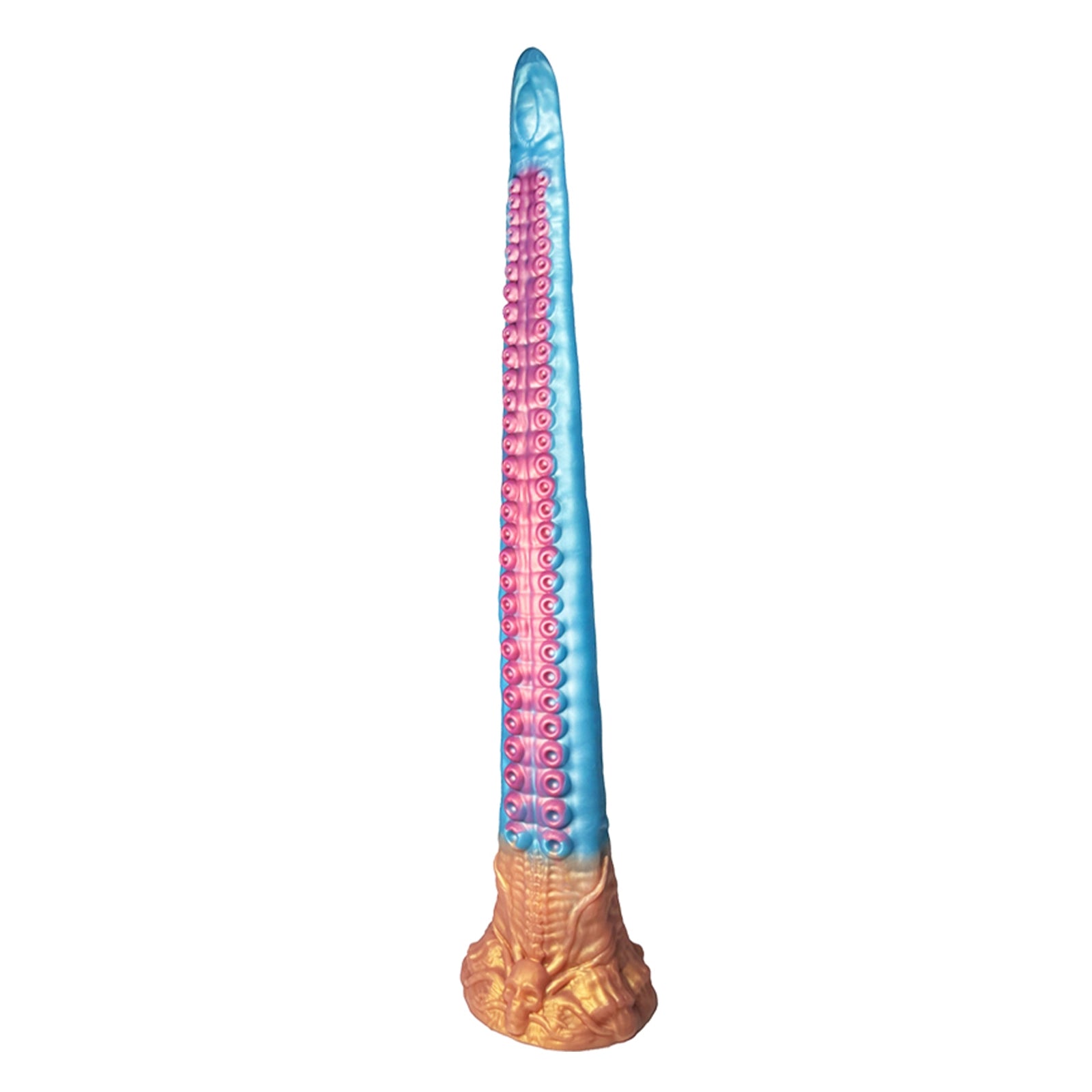 18.5 Sky Blue Octopus Tentacle Dildo Weird Curve, Skull Shape
