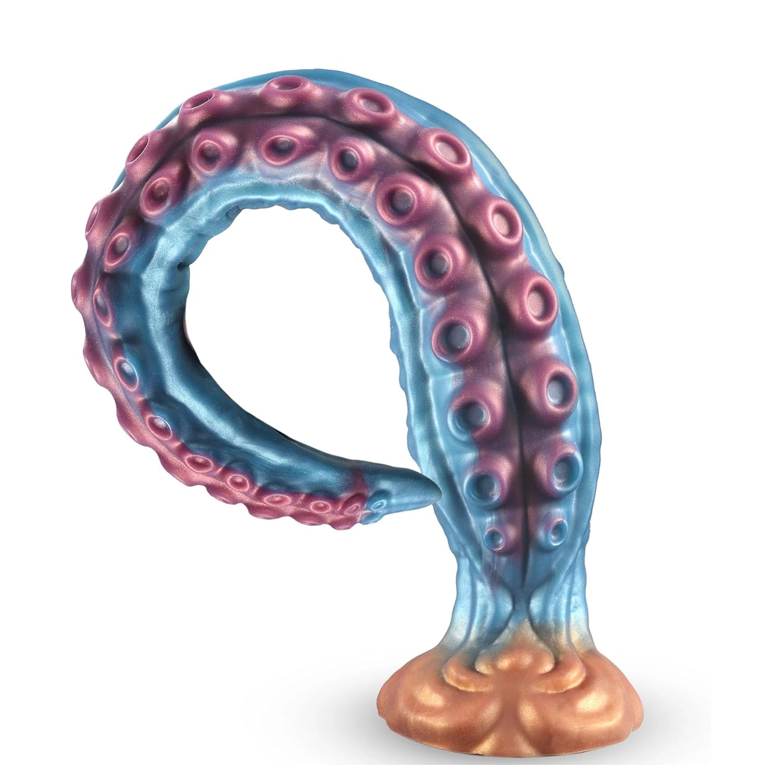 19.68 Blue Gold Octopus Tentacle Dildo with Tentacle Suction Cup Base