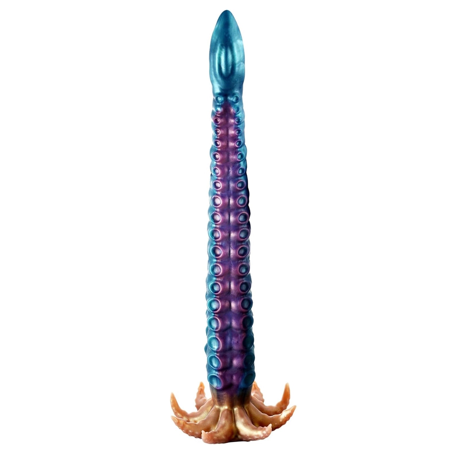19" Curved Tentacle Dildo with Suction Cup Texture and Claw Base