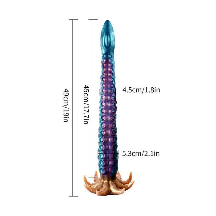 19" Curved Tentacle Dildo with Suction Cup Texture and Claw Base