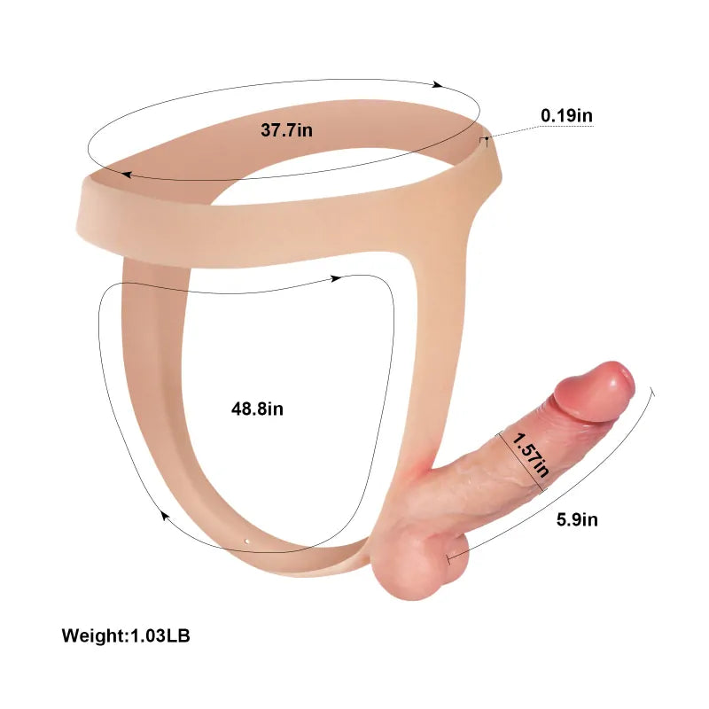 5.9" Ultra-Slim Sexy Thong Style Silicone Strap-On Dildo