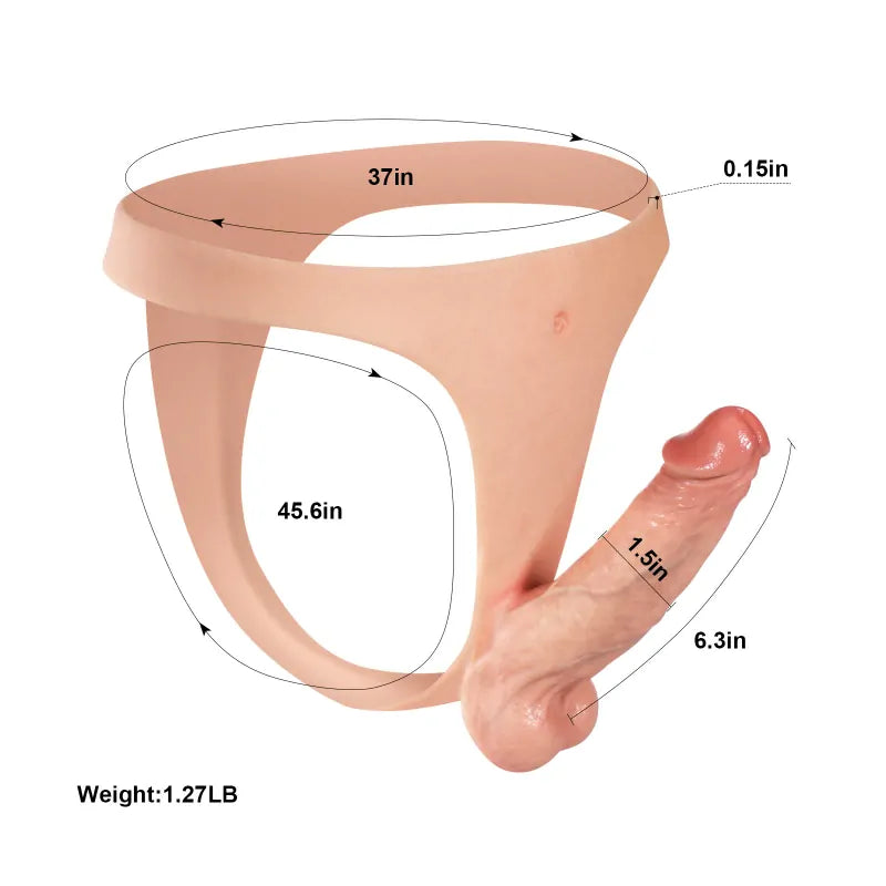 6.3" Realistic Sexy Thong Style Silicone Strap-On Dildo
