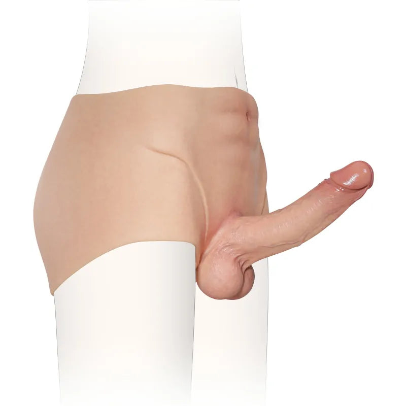 7.2" Full-Wrap Silicone Underwear Strap-On Dildo with Soft Cyber Skin