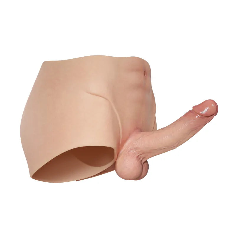 7.2" Full-Wrap Silicone Underwear Strap-On Dildo with Soft Cyber Skin