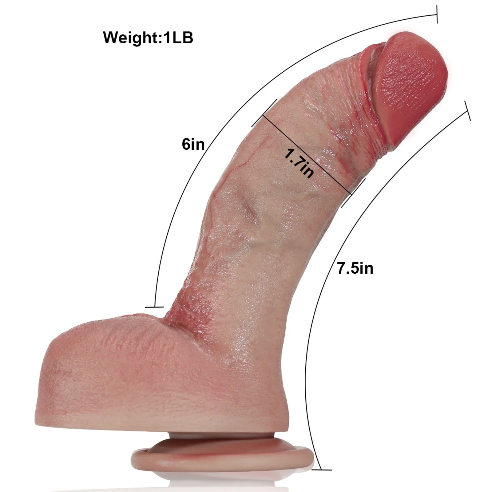 7.5" Lifelike Beginner Silicone Curved Small Dildo