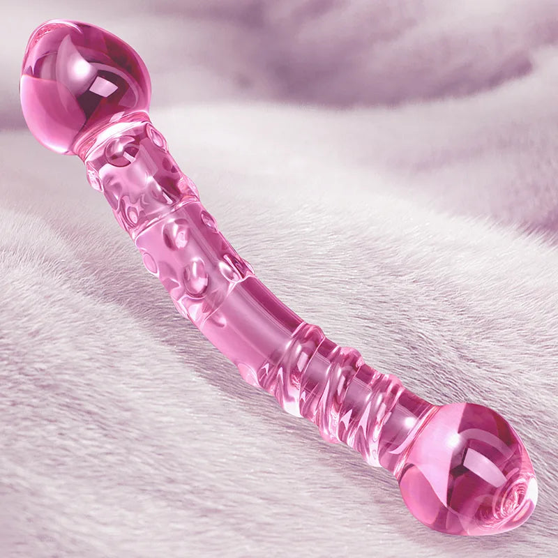 7 Inch Curved Double-end Thread Glass Dildo