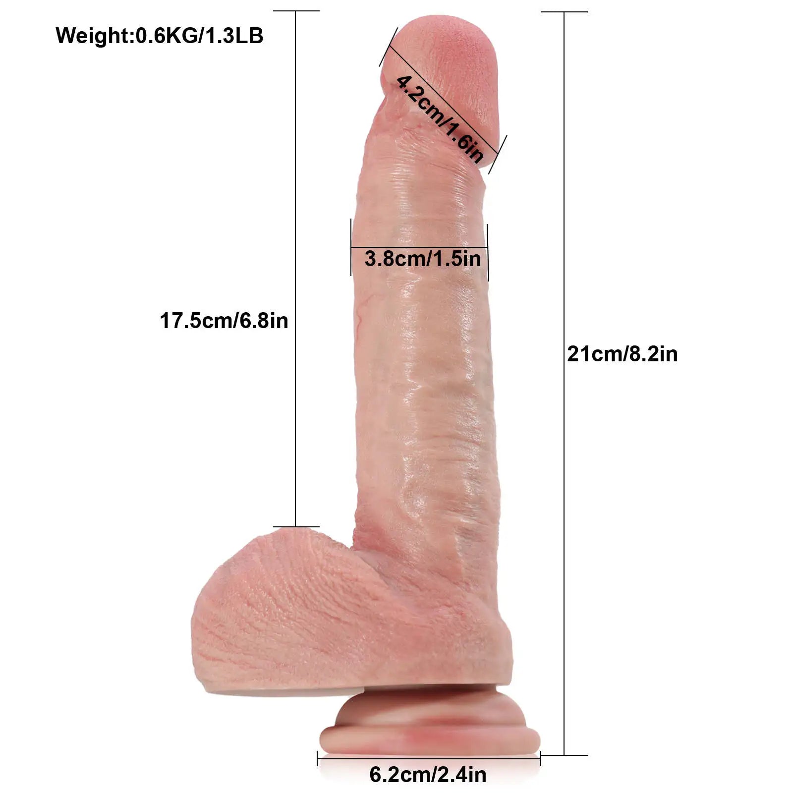 8.2" Real Skin Mushroom Head Dildo