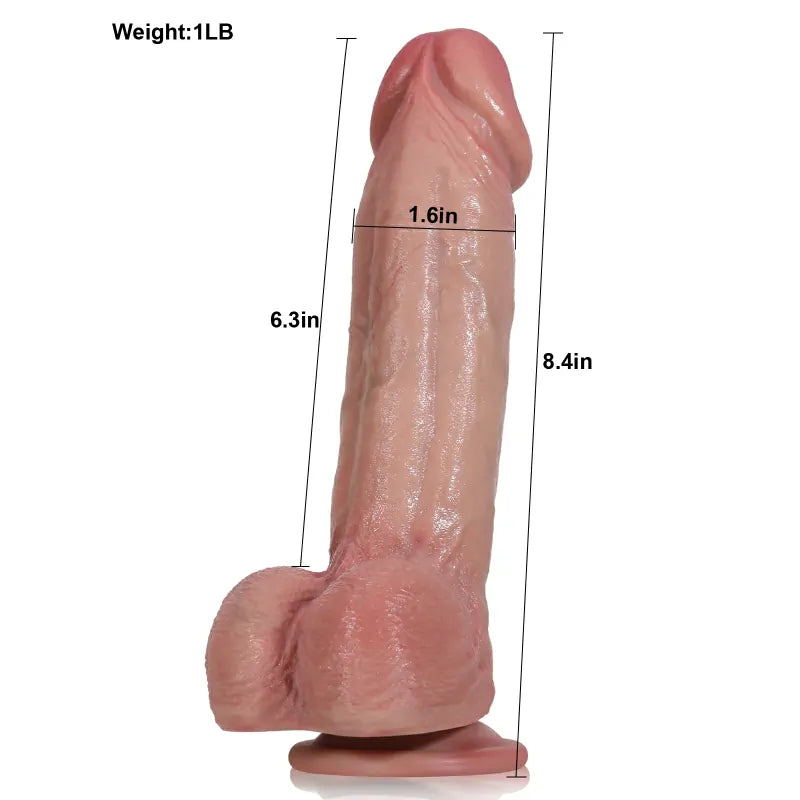 8.4" Real Dual Density Silicone Dildo with Bendable Keel