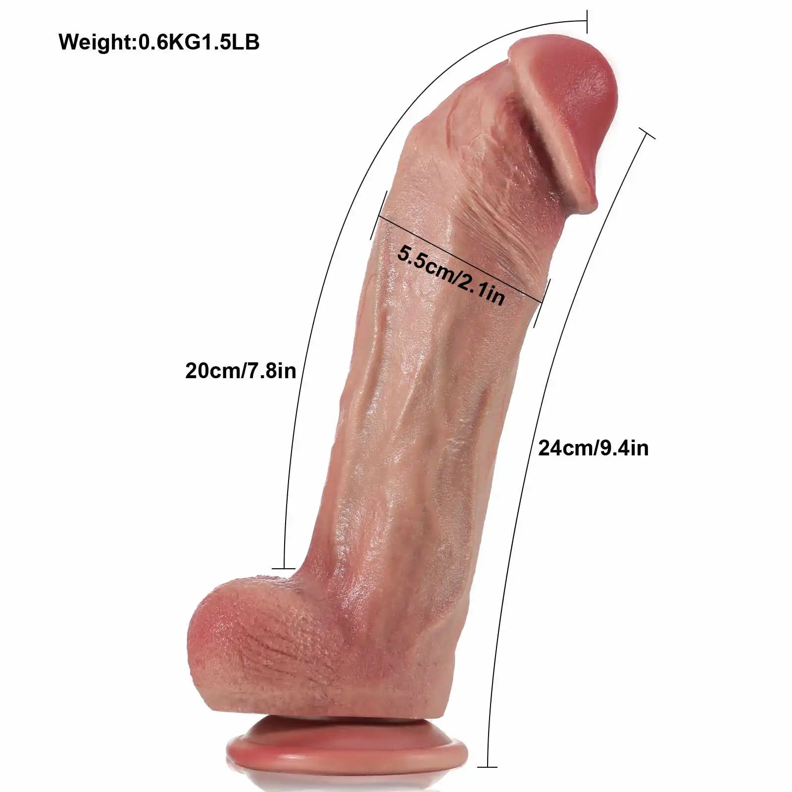 9.4" Curved G-Spot Flesh-Colored Silicone Dildo (with Keel)