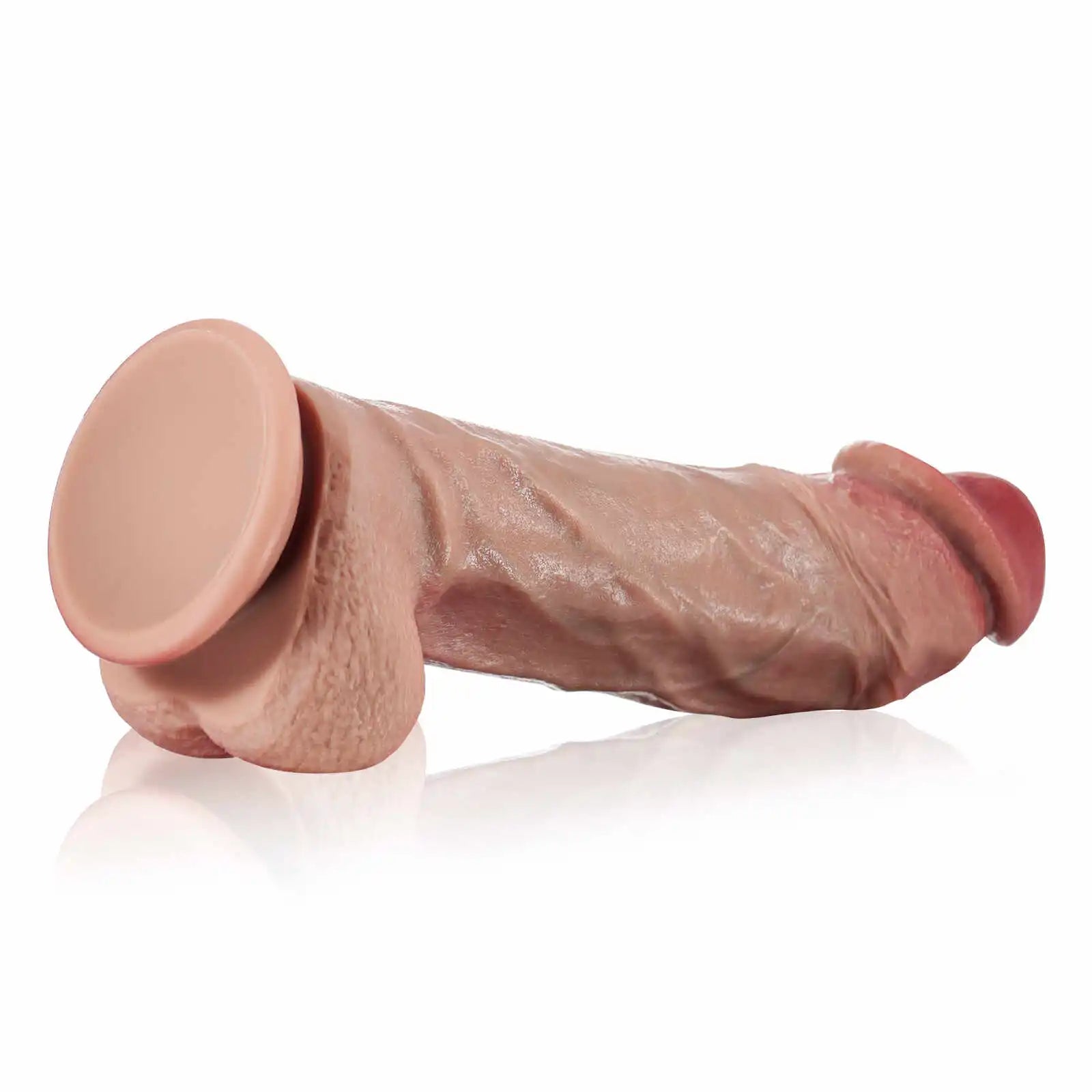 9.4" Curved G-Spot Flesh-Colored Silicone Dildo (with Keel)