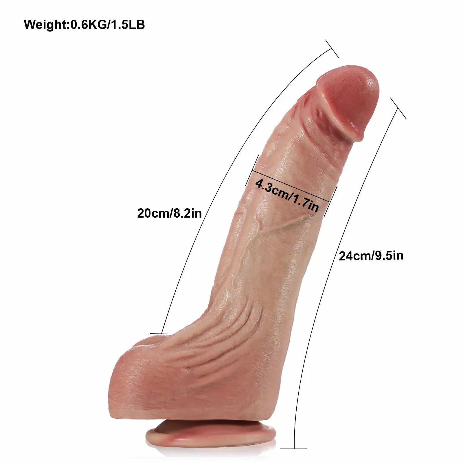 9.5" Realistic Flesh Silicone G-spot Dildo