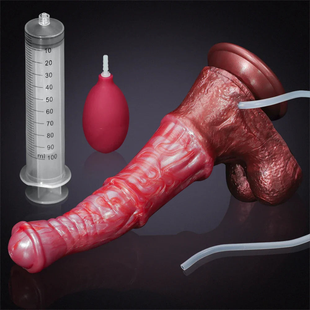 9.65Inch Silicone Knotted Squirting Big Horse Dildo