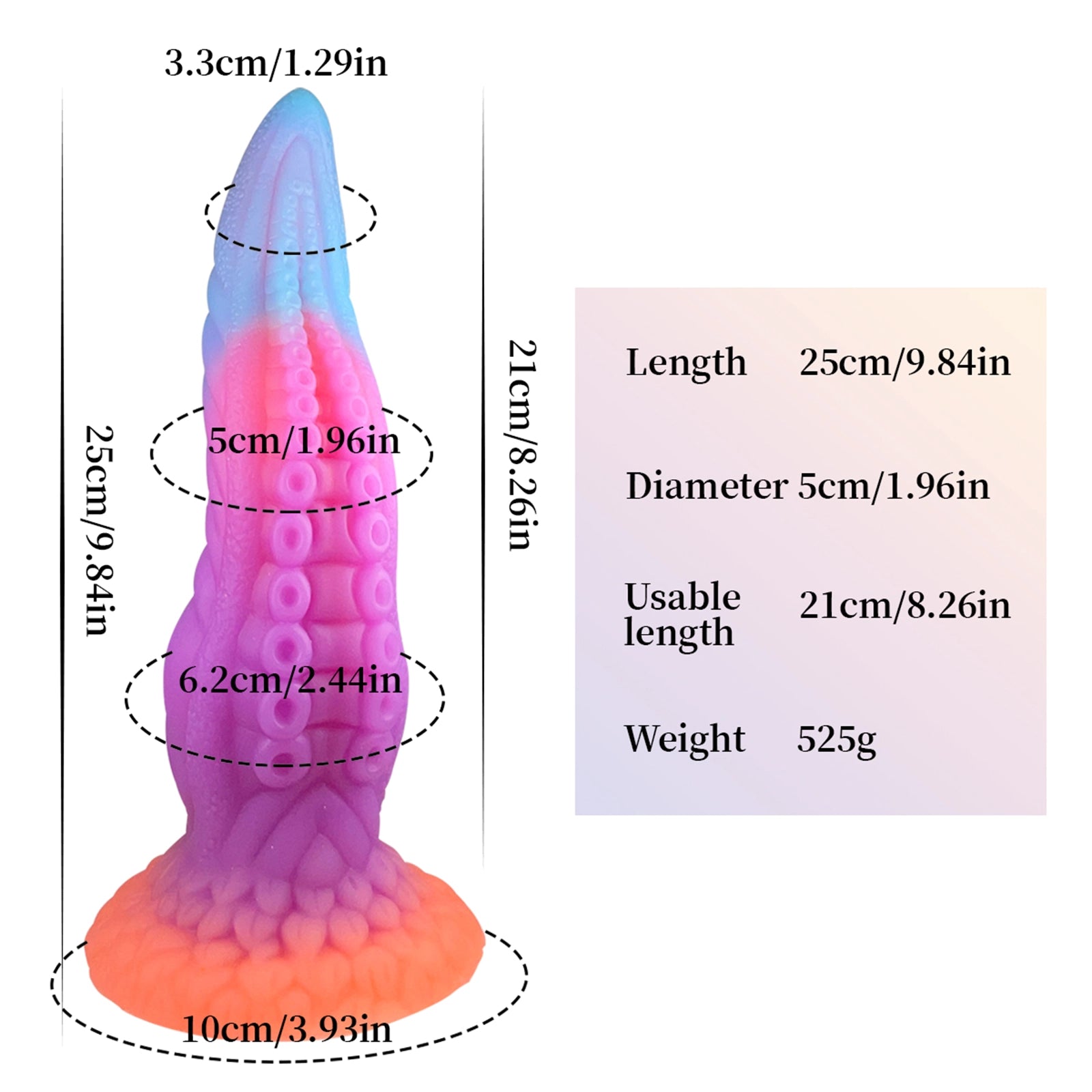 9.8 Colorful Tentacle Dildo with Textured Suction Cup