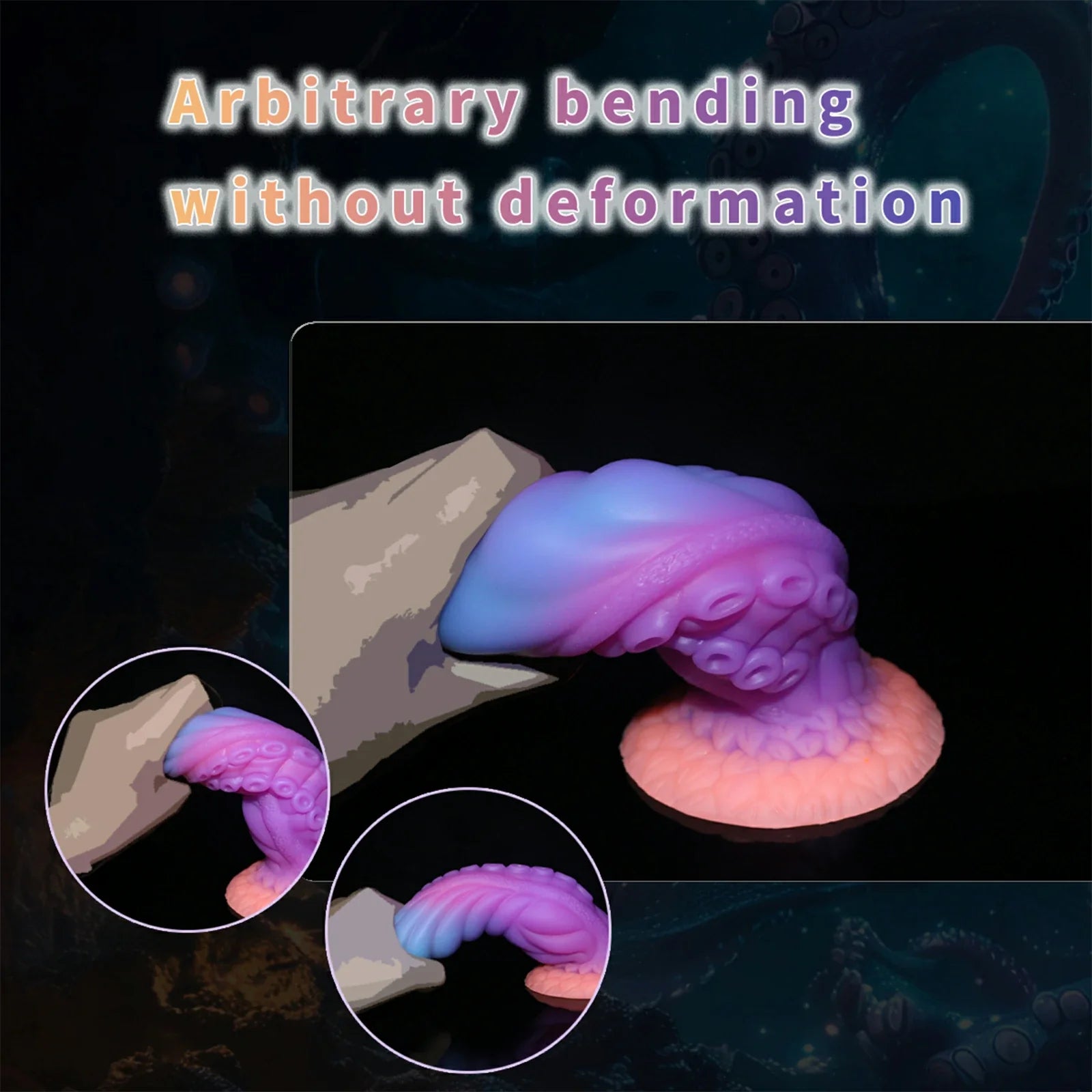 9.8 Inch Glow in the Dark Silicone Tentacle Dildo Suction Cup