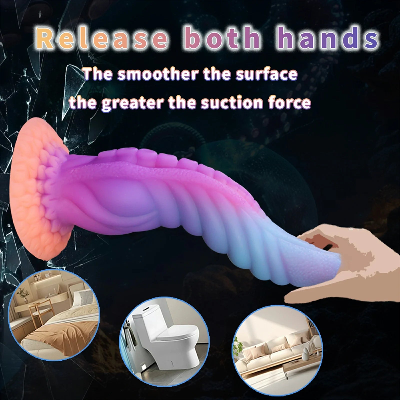 9.8 Inch Glow in the Dark Silicone Tentacle Dildo Suction Cup