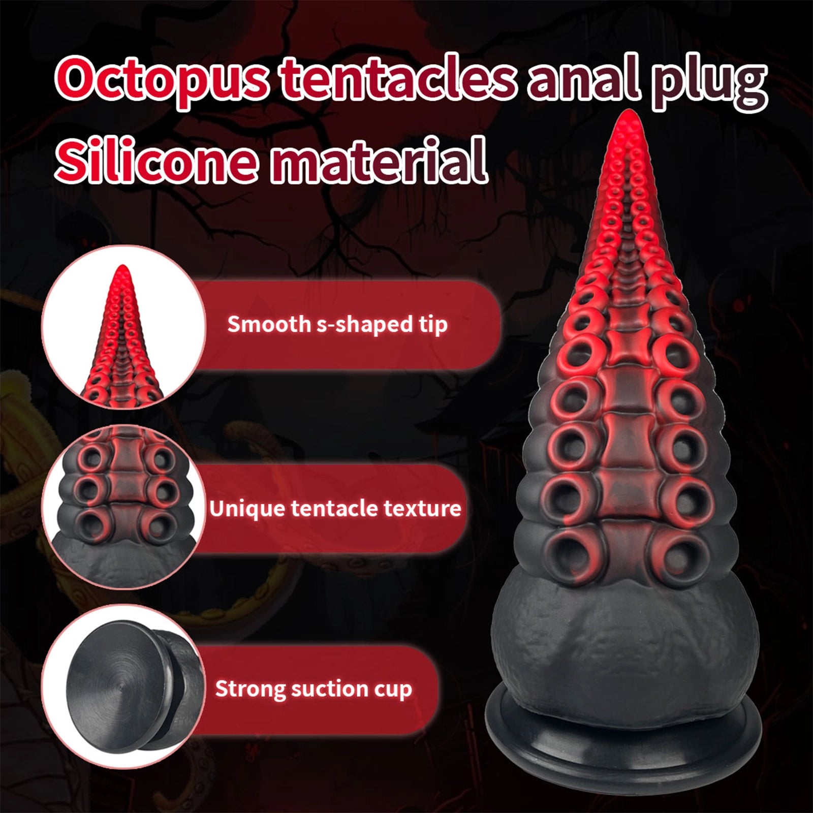 9" Realistic Tentacle Dildo with Smooth Suction Cup Texture