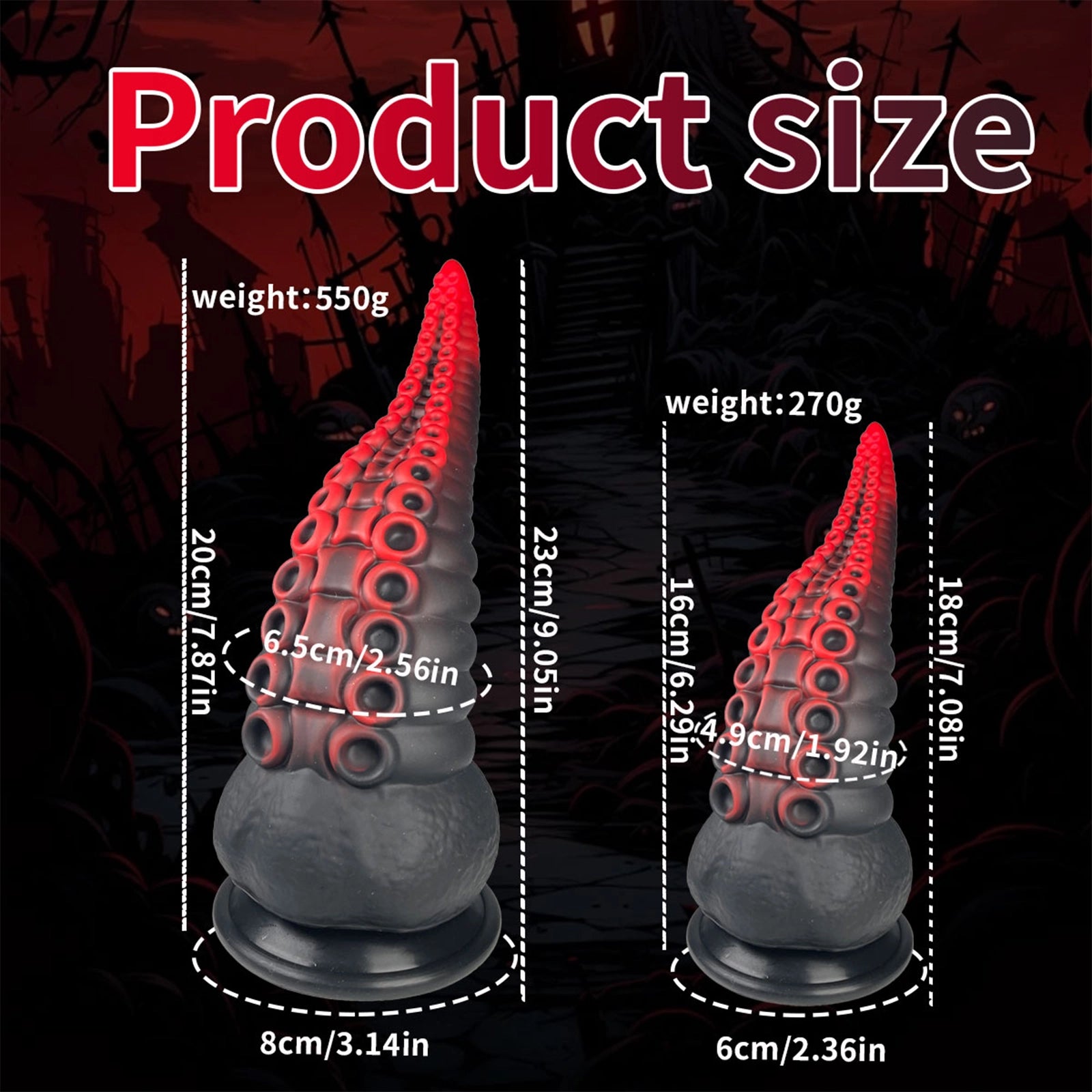 9" Realistic Tentacle Dildo with Smooth Suction Cup Texture