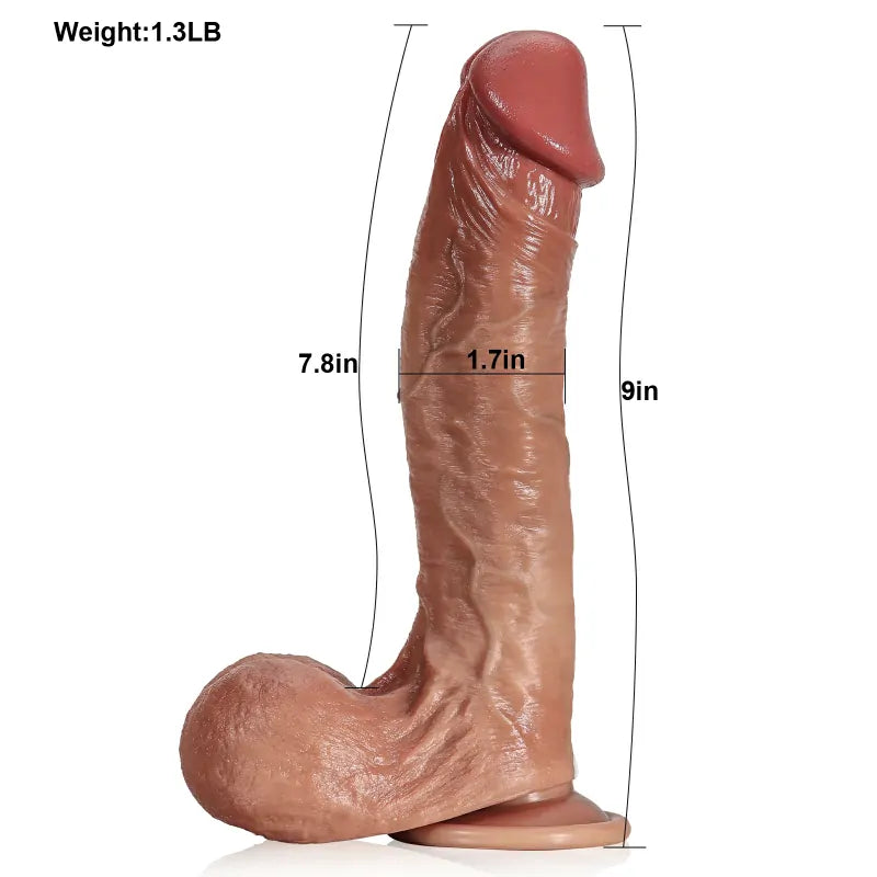 9" Soft Skin Silicone Flexible Realistic Dildo with Sliding Balls