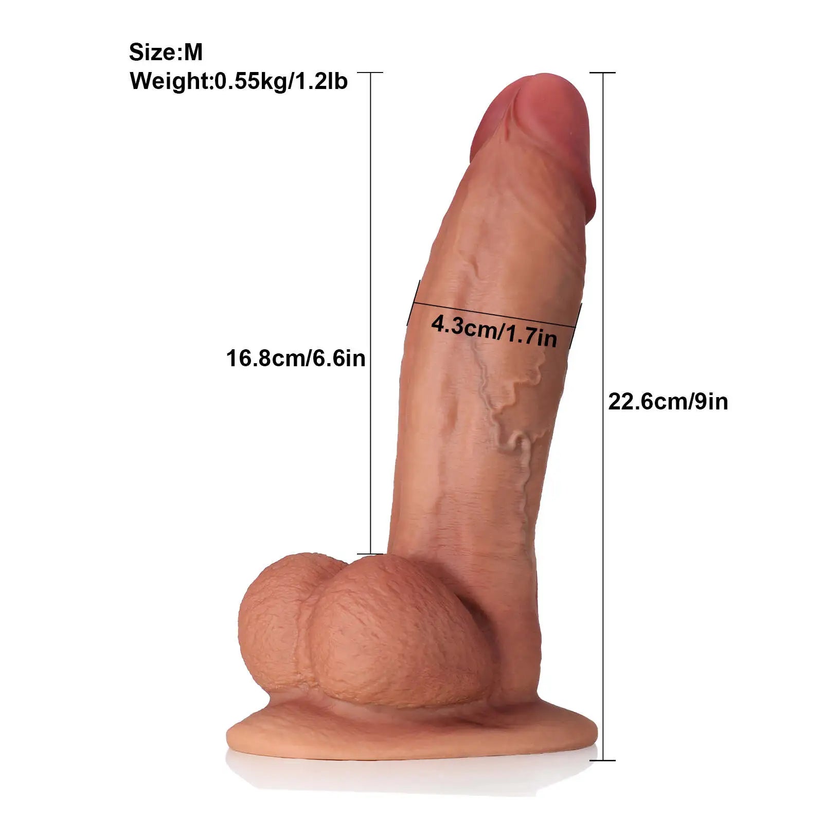 Big Brown Dual Density Silicone Dildo 12 Inch（S/M/L)
