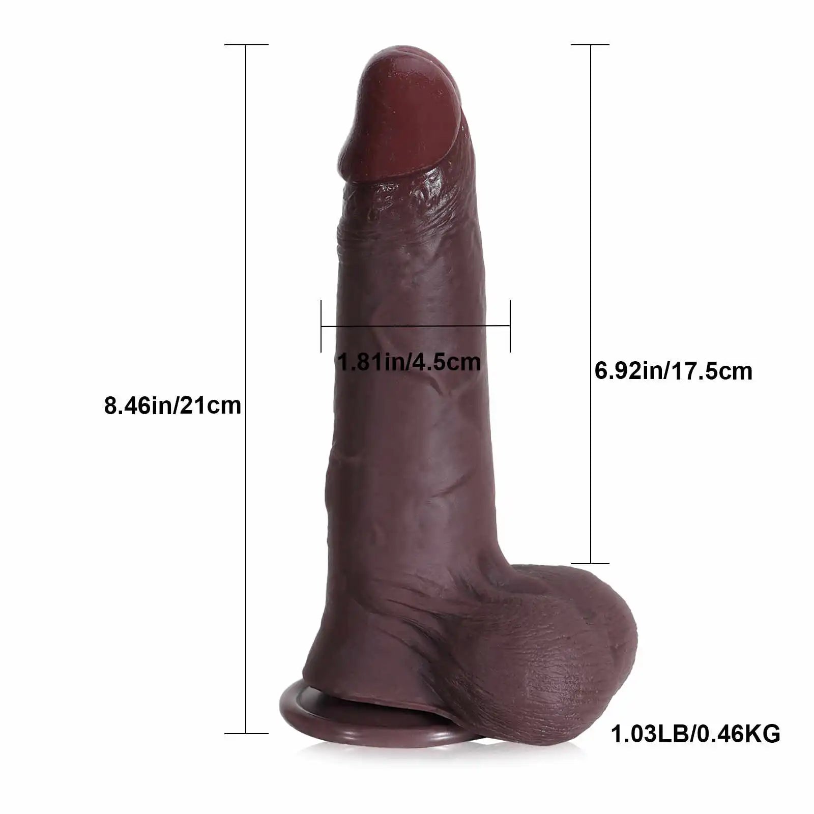 Black Realistic Dildo with Sliding Skin Moving Balls 8.5 Inch