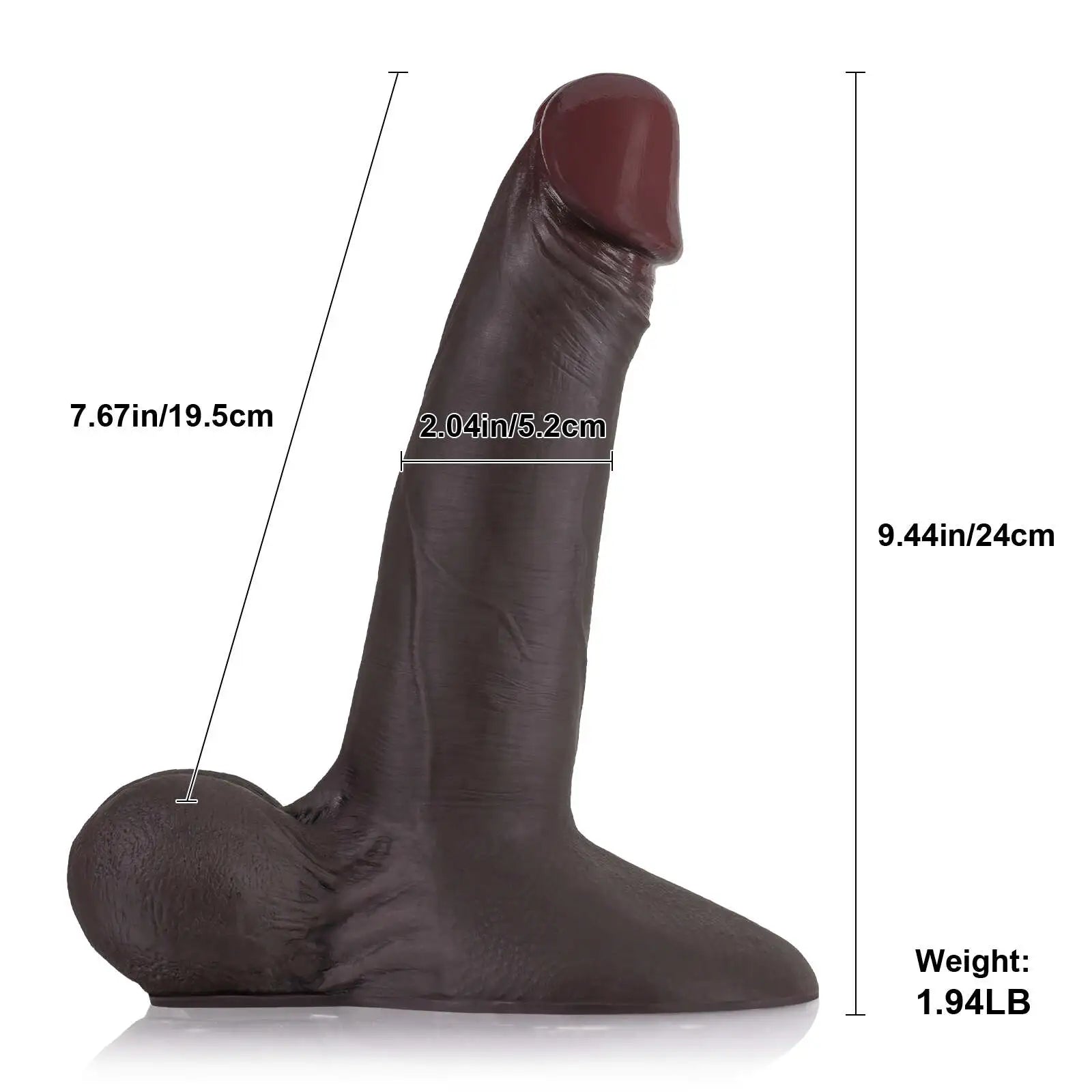 Black Slide Skin Liquid Silicone Dildo with Moving Balls 9.44 Inch