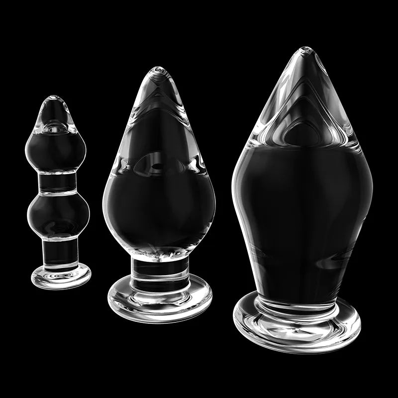 3Pcs Transparent Glass Butt Plug Toys