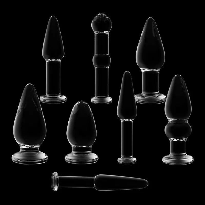 6Pcs Set Transparent Glass Butt Plug Beginner Training Kit