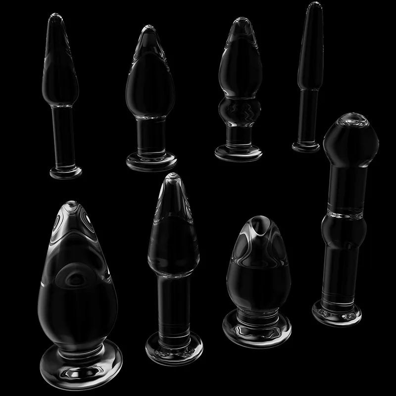 6Pcs Set Transparent Glass Butt Plug Beginner Training Kit
