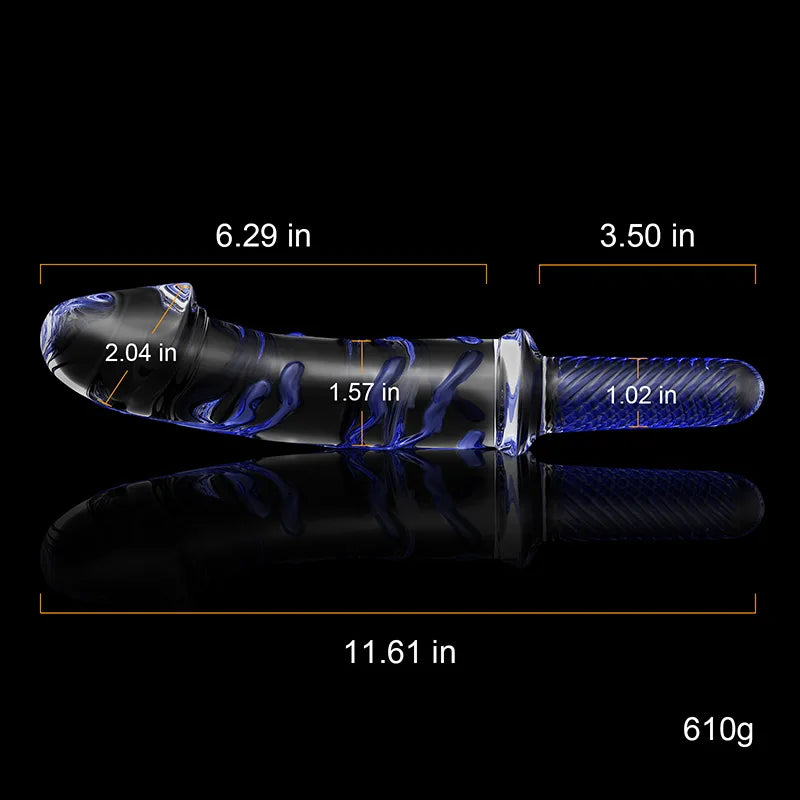 Handle Glass Dildo with Realistic Glans 11.61Inch