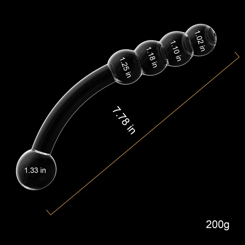 Double Head Anal Beads Glass Dildo 7.78Inch