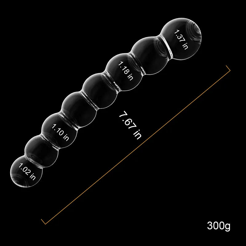 Curved Anal Bead Glass Dildo 7.67Inch