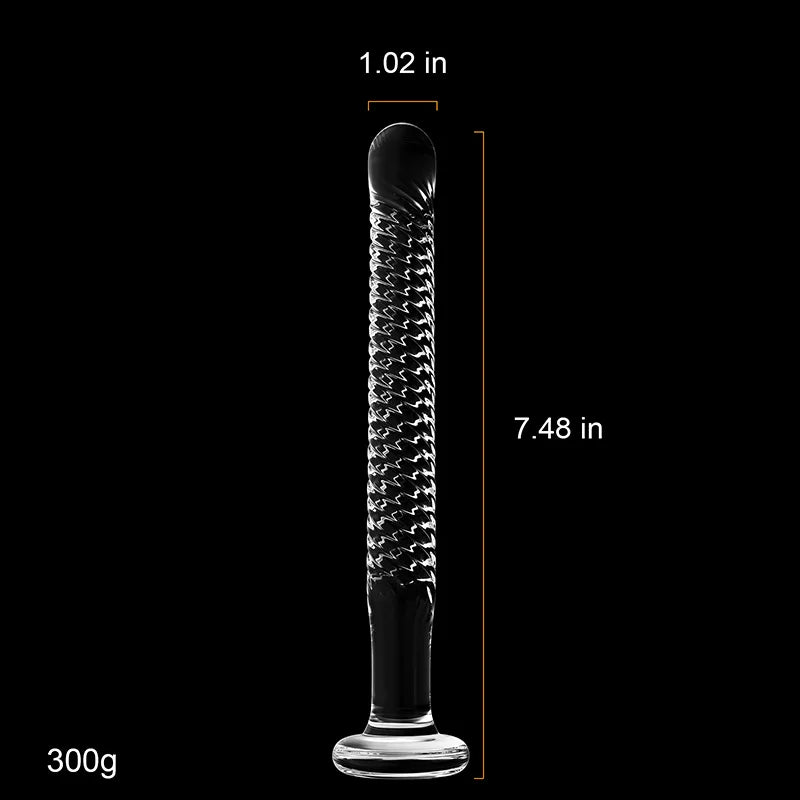 Crystal Glass Dildo with Threaded Shaft 7.48Inch