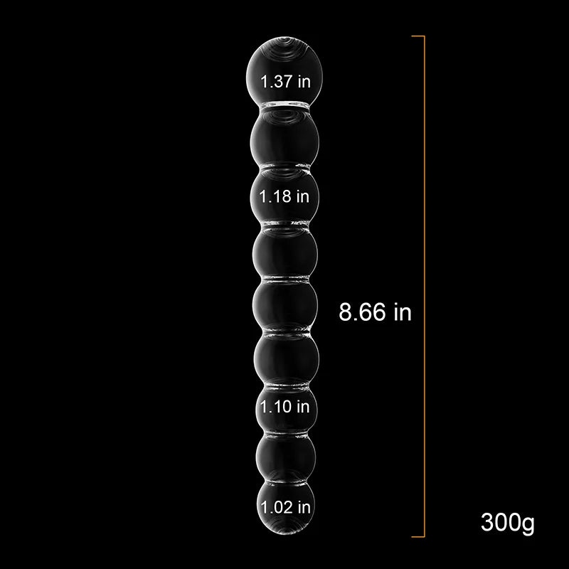 Transparent Anal Beads Glass Dildo 8.66Inch