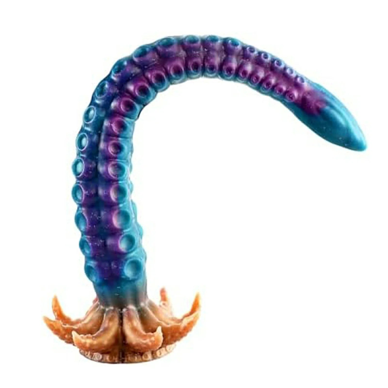 19" Curved Tentacle Dildo With Textured Suckers And Clawed Suction Base