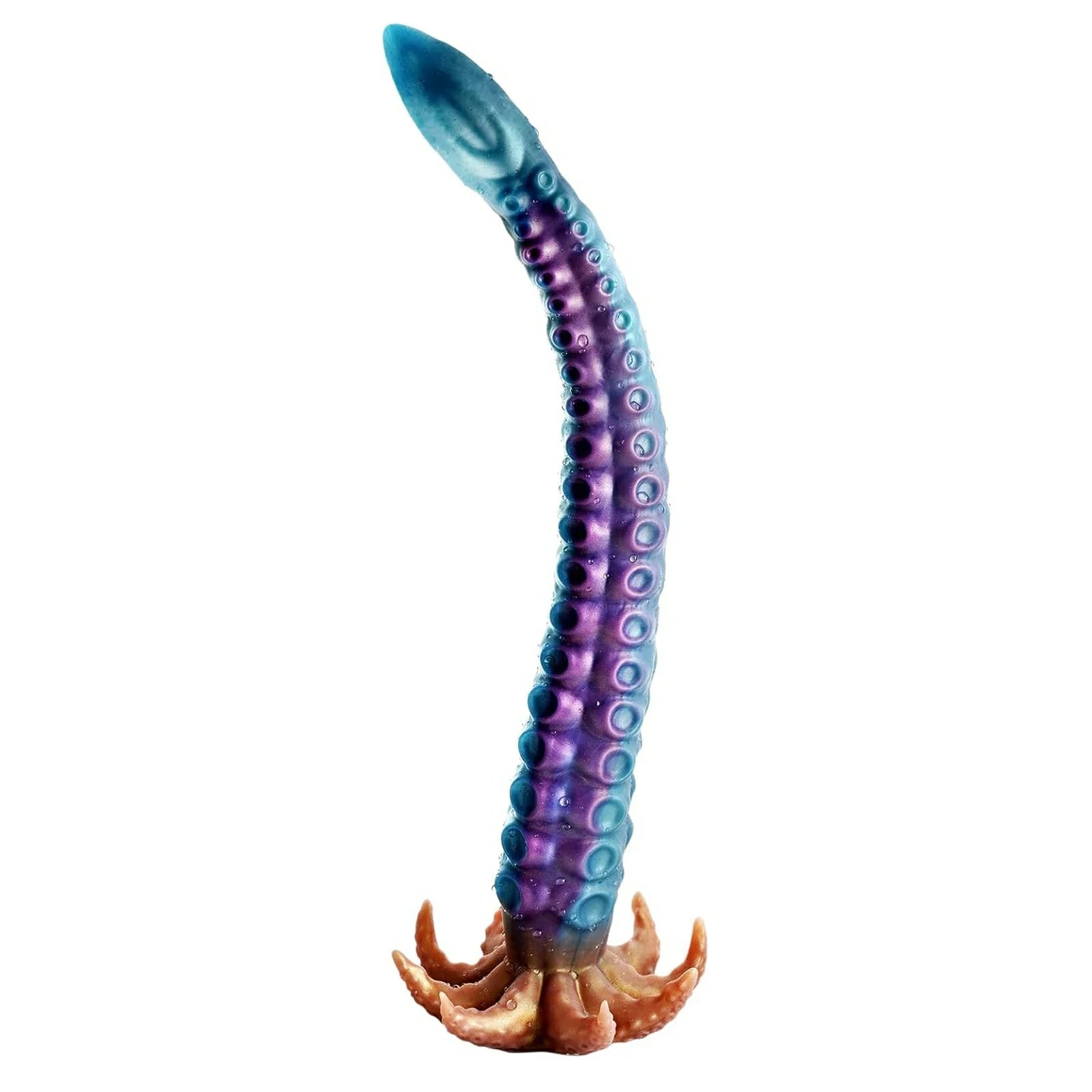 19" Curved Tentacle Dildo With Textured Suckers And Clawed Suction Base