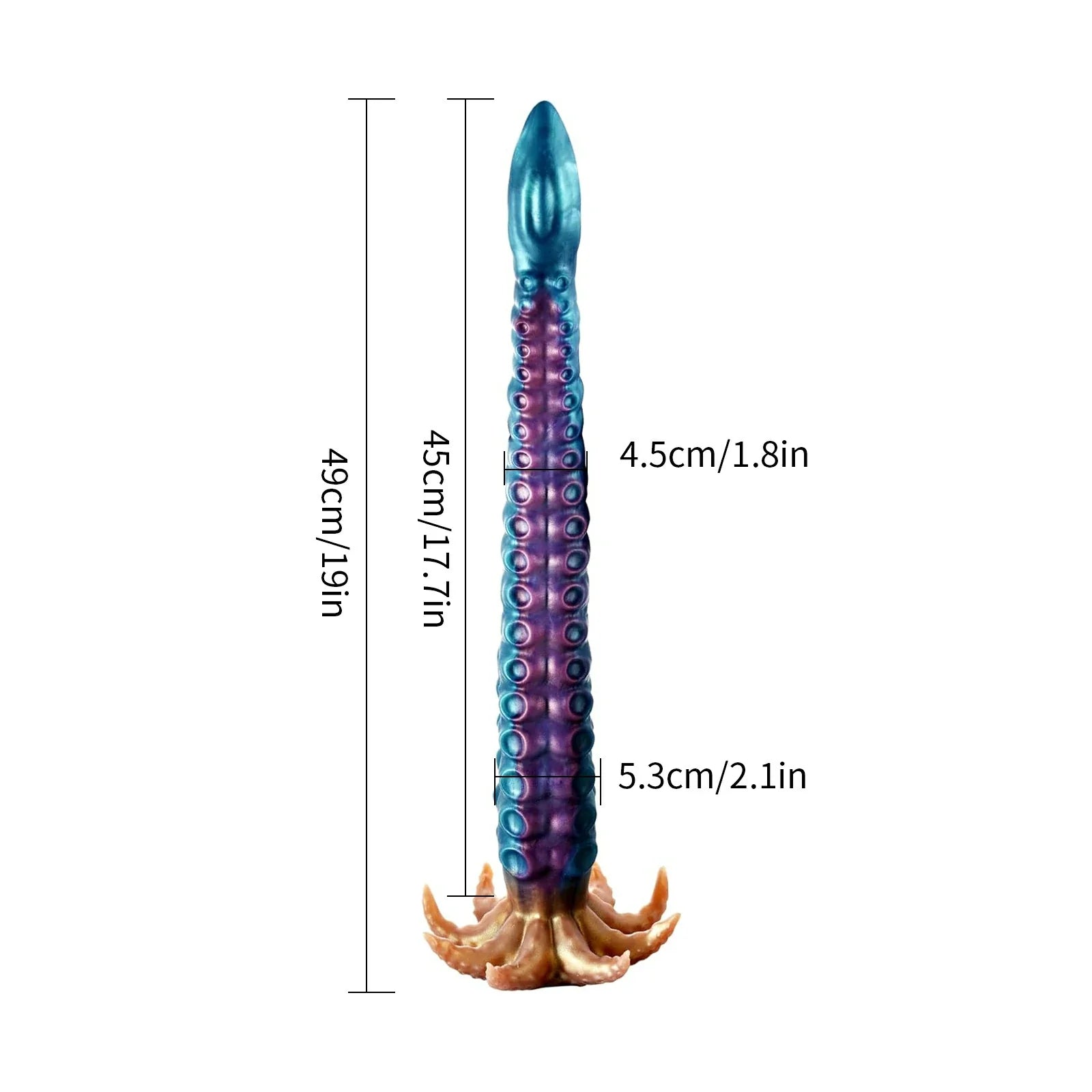 19" Curved Tentacle Dildo With Textured Suckers And Clawed Suction Base