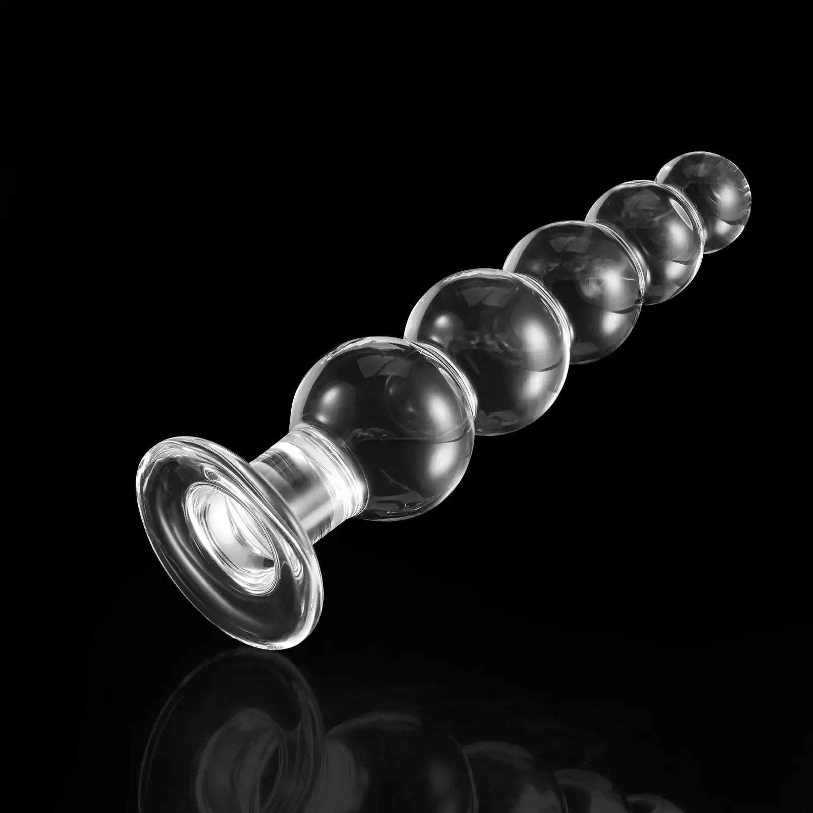 7.6-Inch Crystal Clear Beaded Glass Dildo