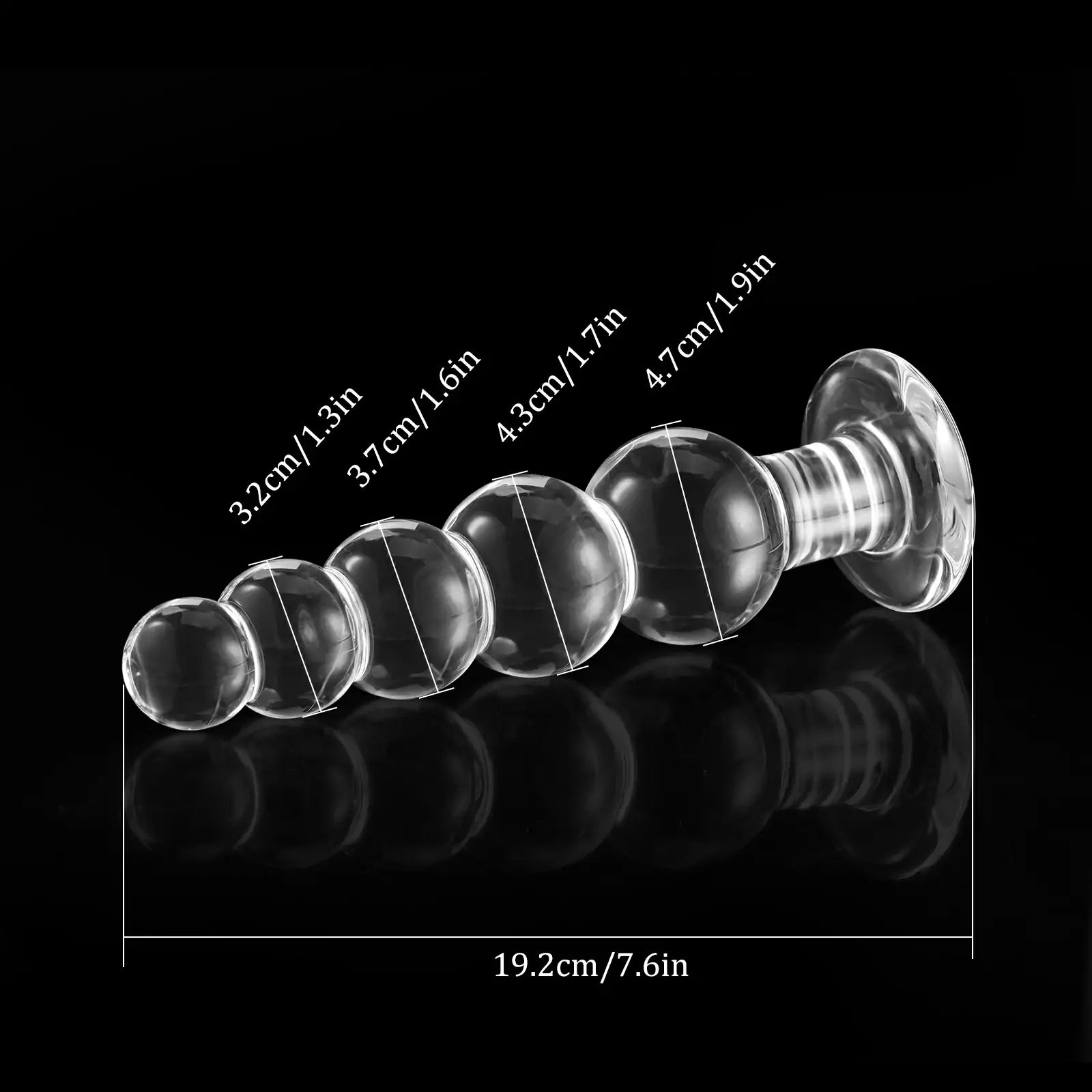 7.6-Inch Crystal Clear Beaded Glass Dildo