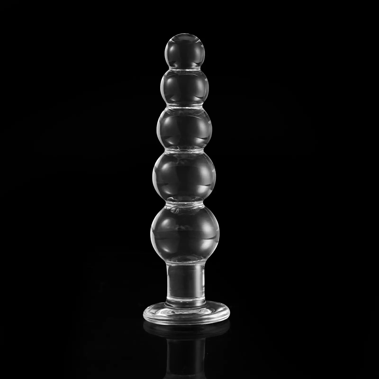7.6-Inch Crystal Clear Beaded Glass Dildo