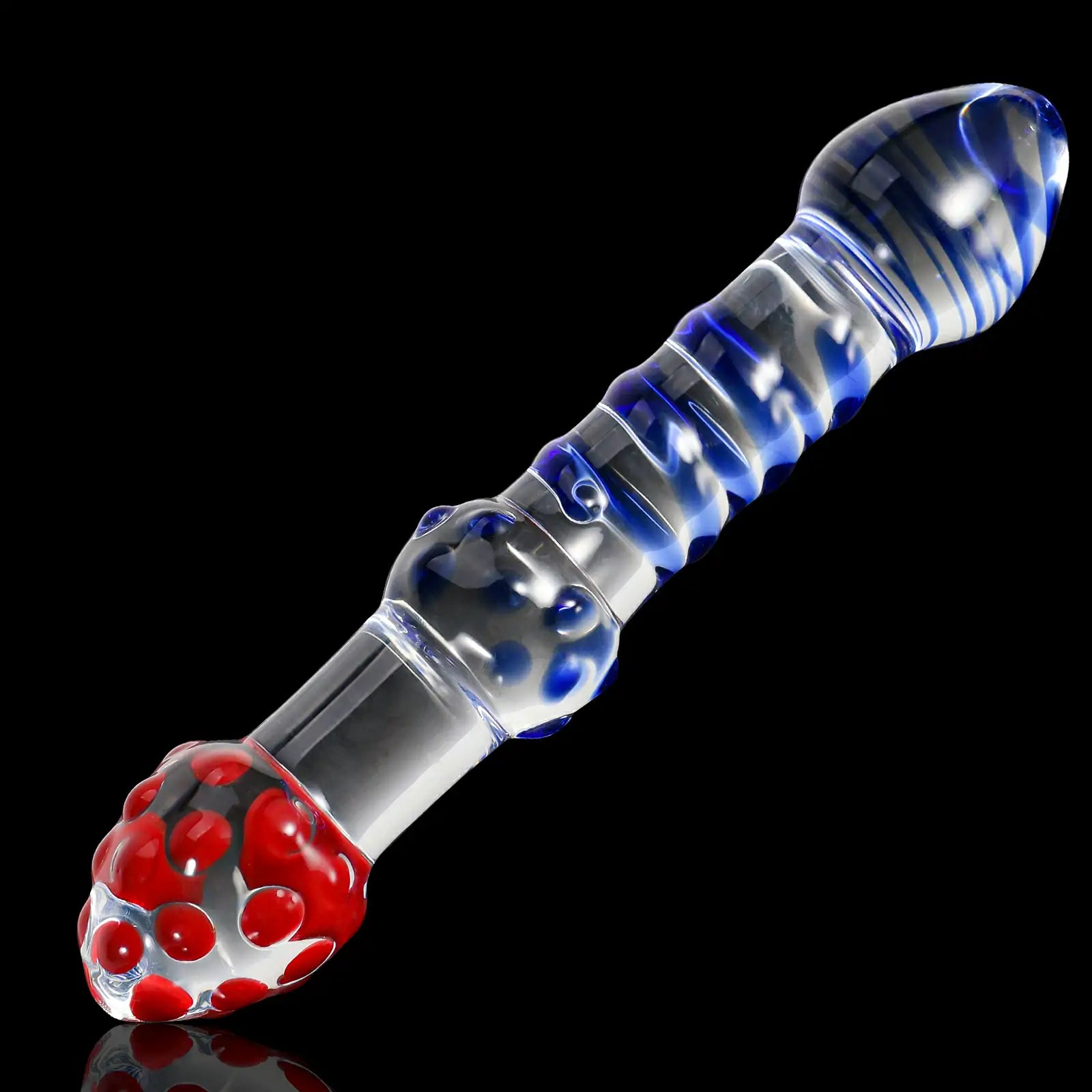 Double-ended textured glass dildo