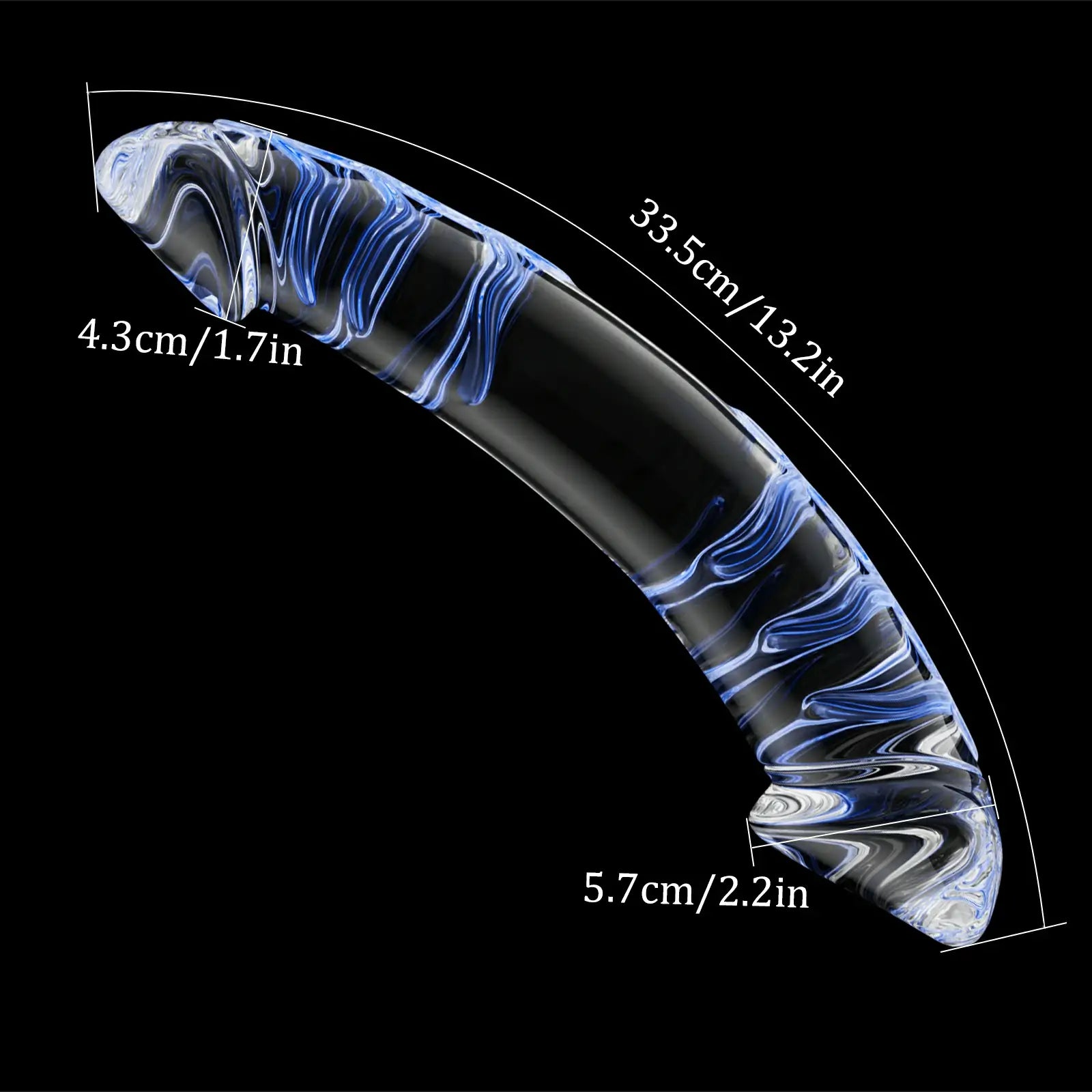 Double ended vein textured big glass dildo